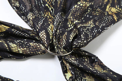 Snake Halter Backless Crop Top