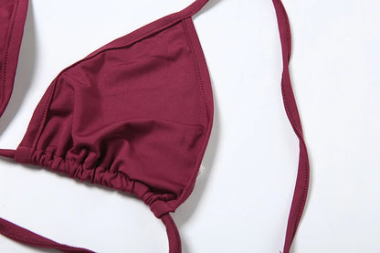 Shirring 3 Piece Set: See Through Halter Bra & Ruched Skirt