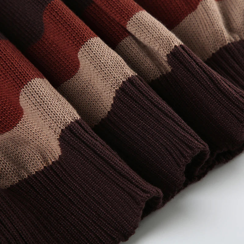 Retro V-neck Striped Sweaters Loose Pullovers Top