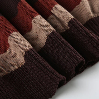 Retro V-neck Striped Loose Pullover Sweater
