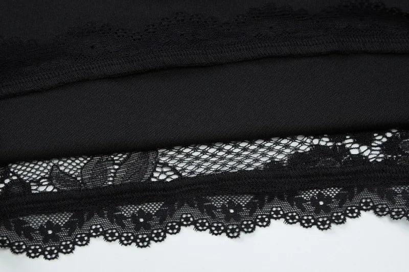See Through Lace Square Neck Long Sleeve Top