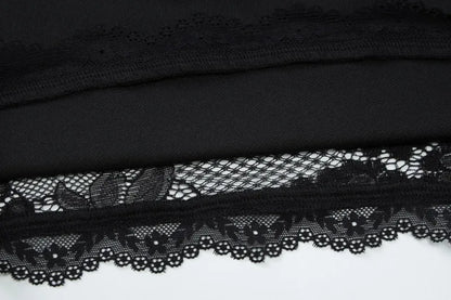 See Through Lace Square Neck Long Sleeve Top