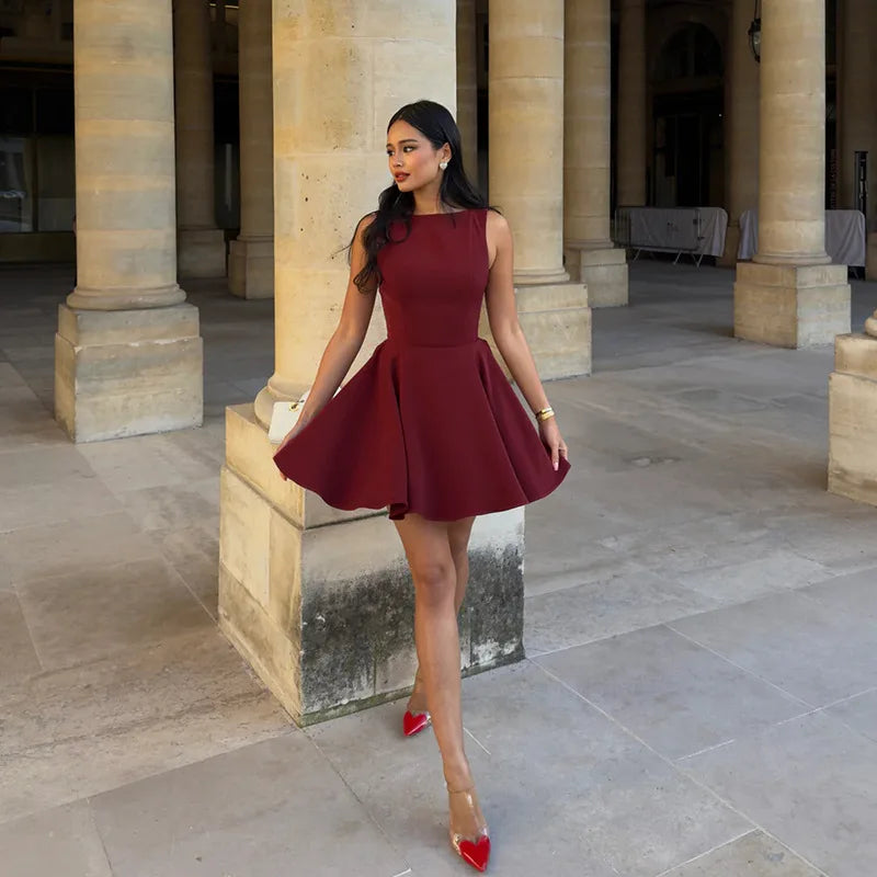 Sleeveless Backless A-Line Short Dress