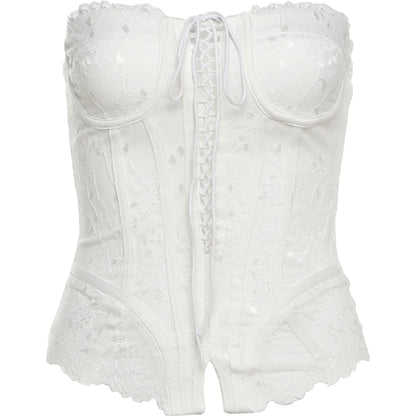 White Lace Strapless Top