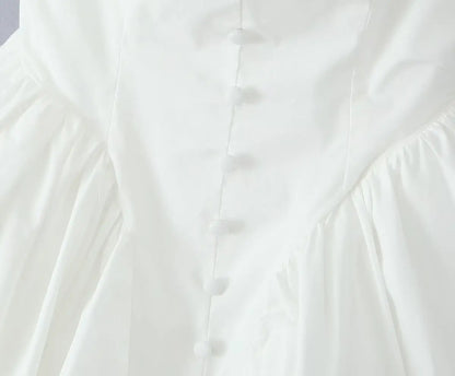 White V Neck Cape Sleeve Mini Dress