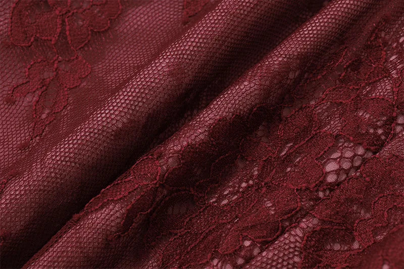 Red Mesh Bodycon Long Dress