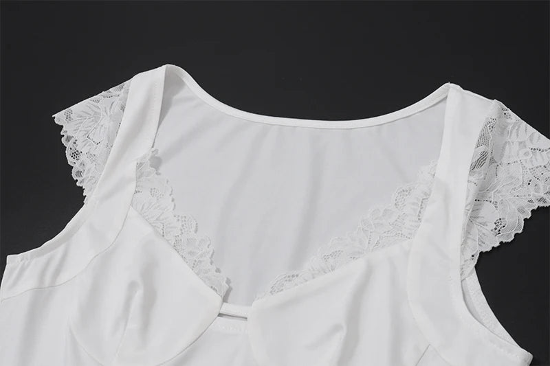 White Lace V-Neck Top