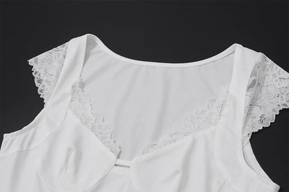 White Lace V-Neck Top