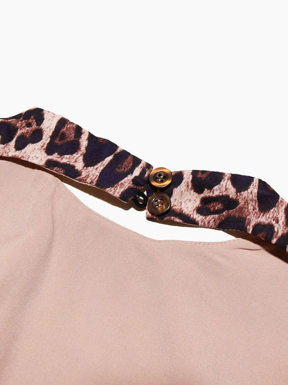High-end Leopard Backless A-line Mini Dress