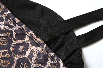 Leopard Print Bodycon Dress with Midnight Square Collar