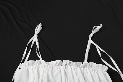 Chic Two Piece Ruched Ruffles Camisole and Shorts Set