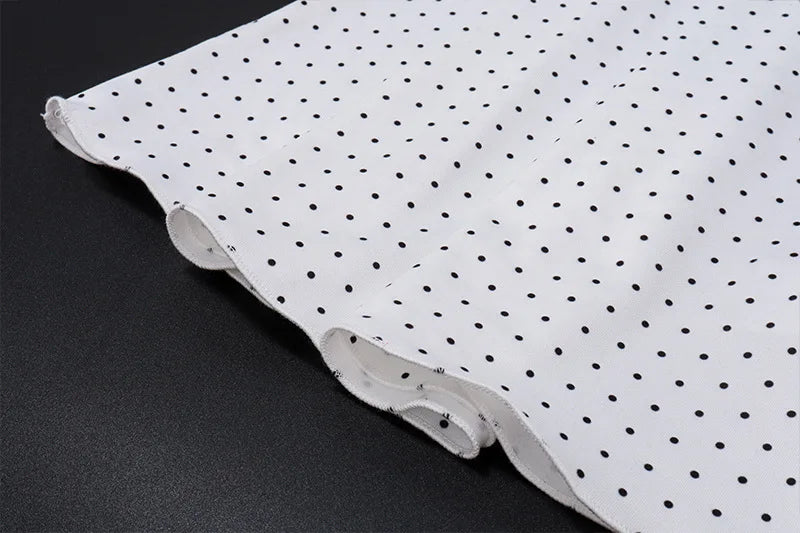 White Polka Dot Top and Long Skirt Two Piece Set