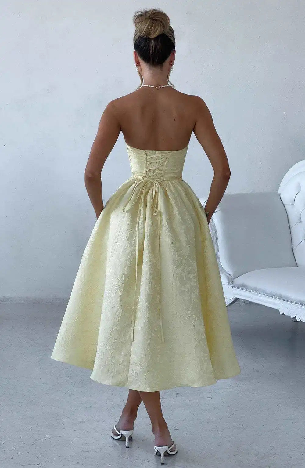 Strapless Satin Backless Long Dress
