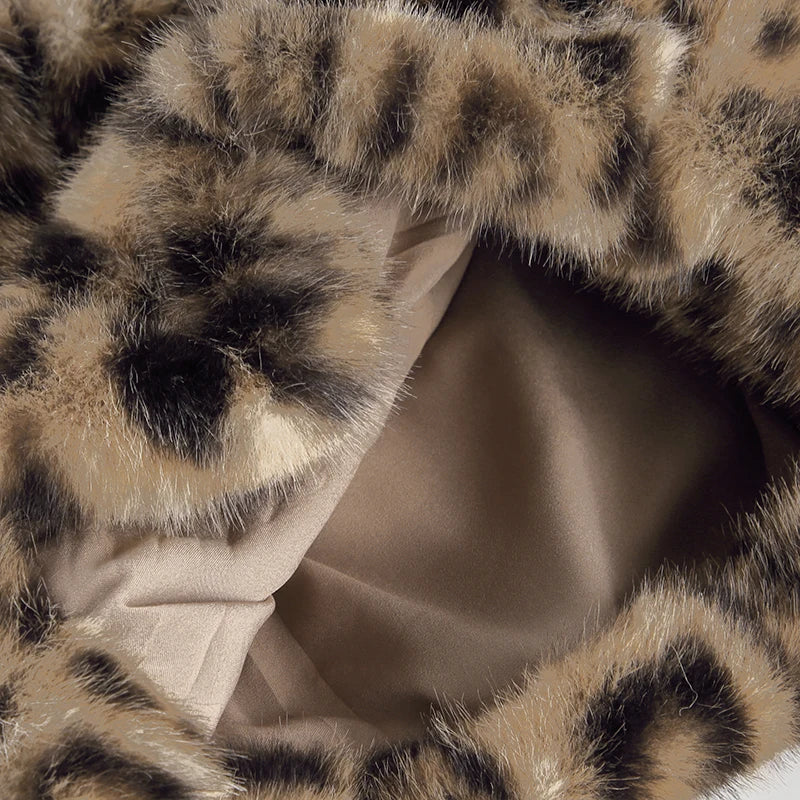 Leopard Print Furry Patchwork Shorts Indie Folk Bottoms