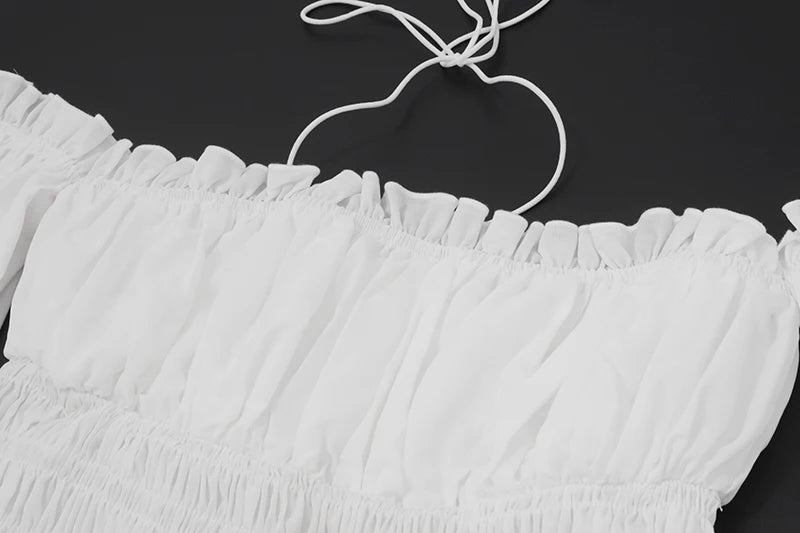 White Off Shoulder Long Sleeve Crop Top