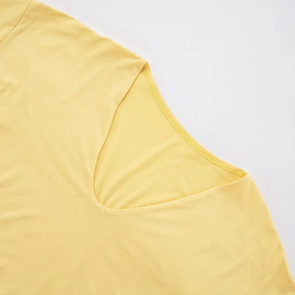 Yellow V-Neck Flared Loose Long Sleeve Slim Top