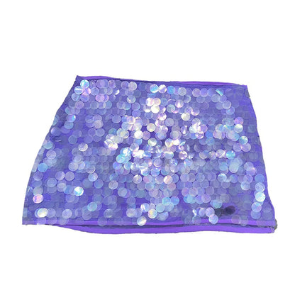 Shiny Sequin Low Waist Mini Skirt with Side Split