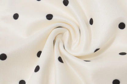 White Polka Dot Off Shoulder Long Sleeve Top