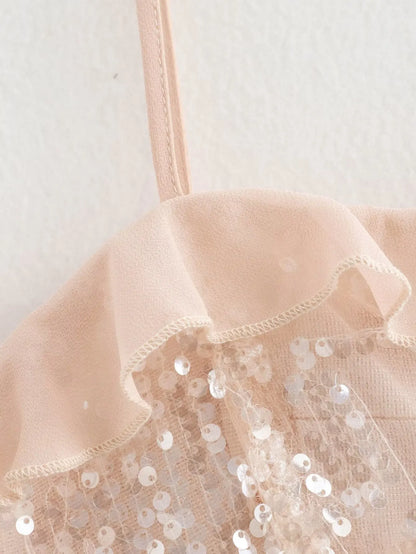 Versatile Sequined Suspender Camisole Top for Women