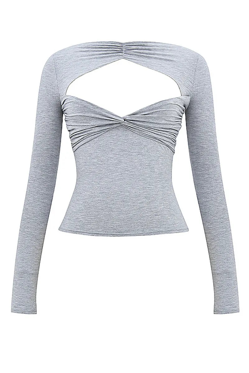 Gray Hollow Out Top