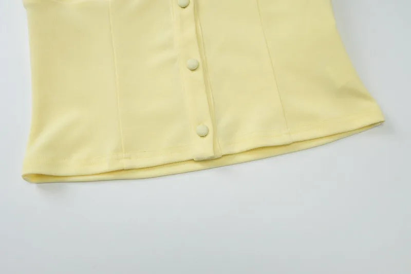 Button Up Square Neck Low Cut Tank Top