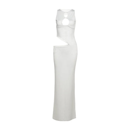 Hollow Backless Lace Patchwork Sleeveless Sheath Dress