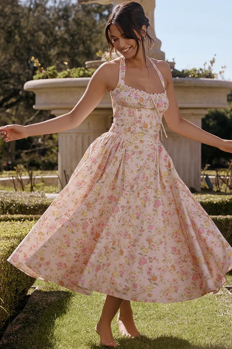 A-Line Halter Midi Dress