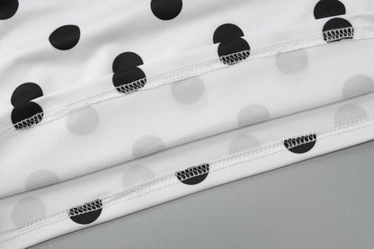 White Backless Slim Ruched Polka Dot Tank Top