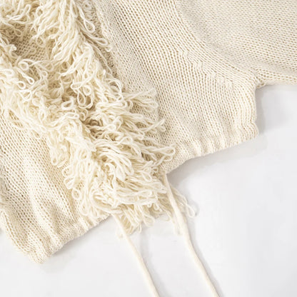 French Knit Set: Tie Cardigan, Long Sleeve Top & Mini Skirt