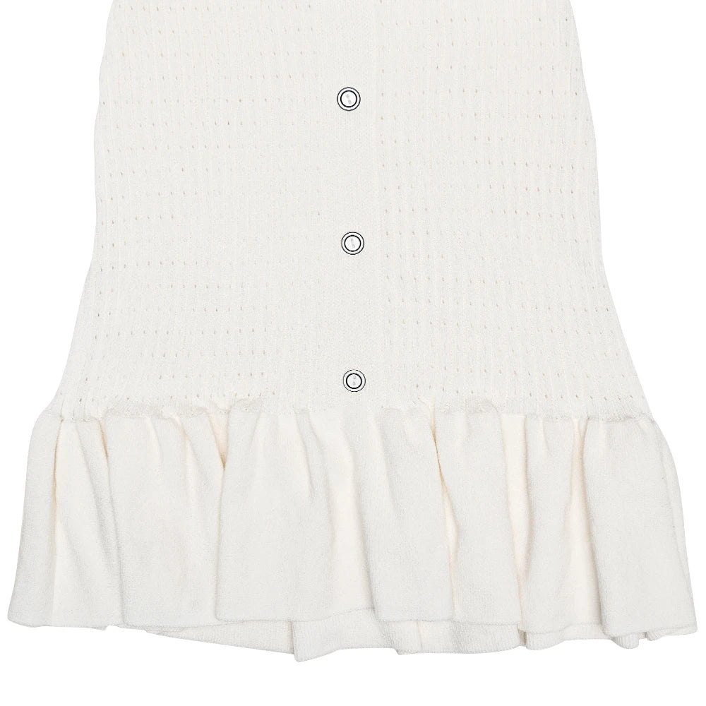 Knitted Turn-Down Collar Button Mini Dress