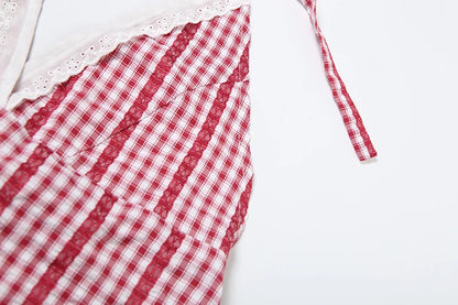 Red Striped Backless Two Piece Set