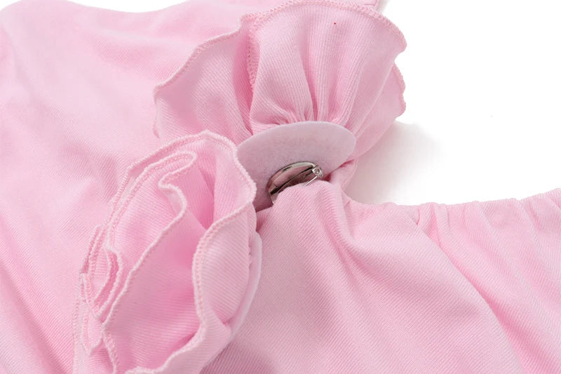 Pink V-Neck 3D Flower Top