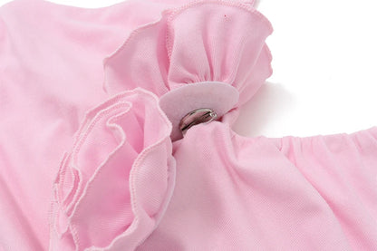 Pink V-Neck 3D Flower Top