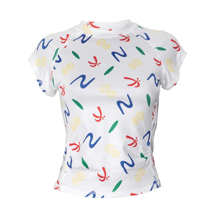 Colorful Printed Half High Neck Slim Fit Sleeveless Top