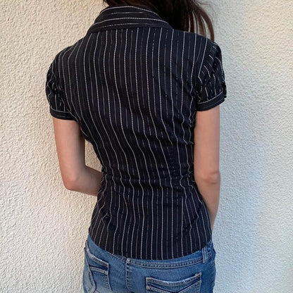 Turn-down Neck Short Sleeves Shirt