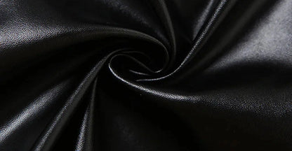 Black Faux Leather Hollow-Out Two Piece Set