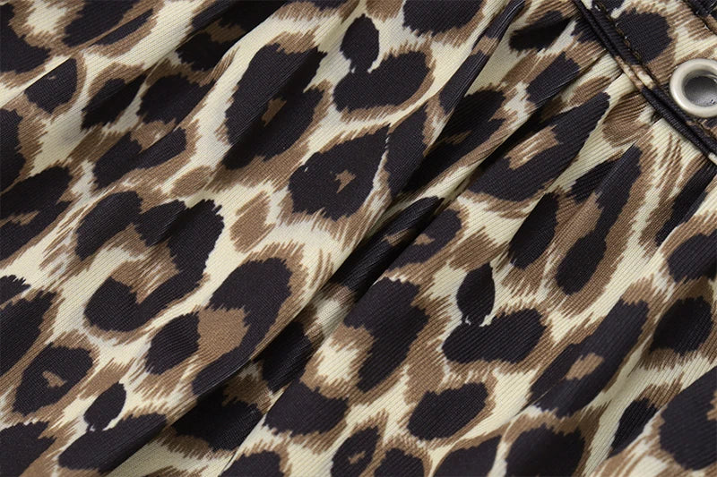 Leopard V-Neck Backless Halter Sleeveless Top