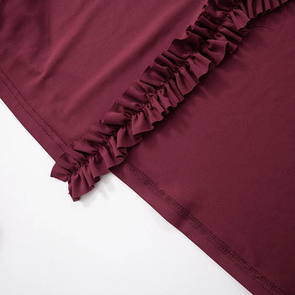 Wine Patchwork High Slit Maxi Dress