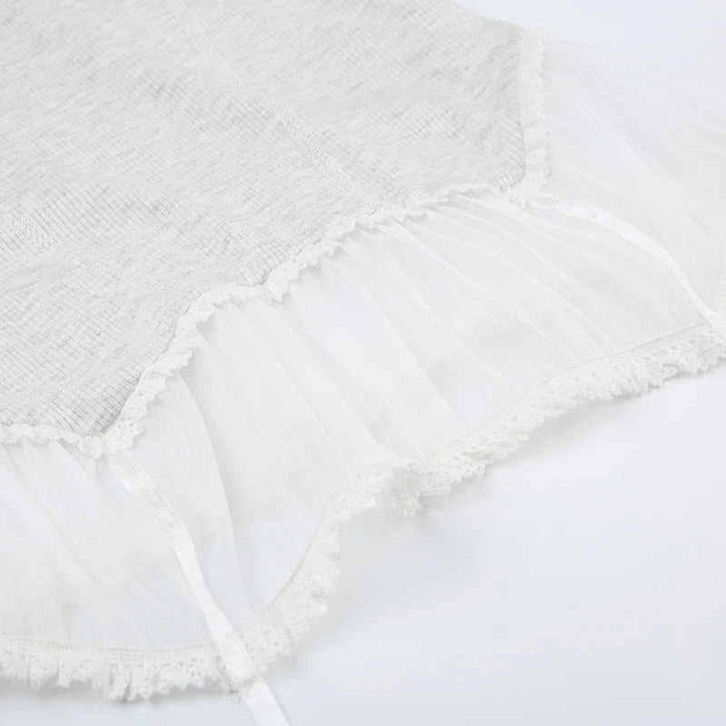 Lace Ruffles Bow Top
