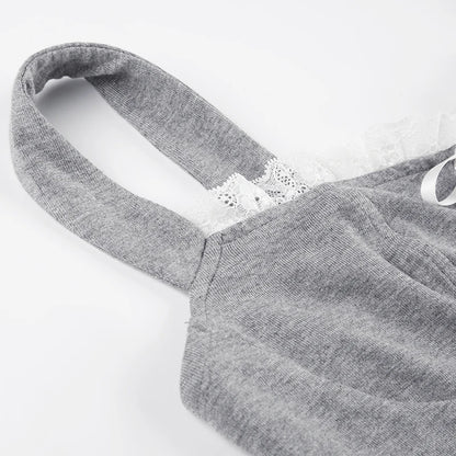 Gray Lace Trim Top