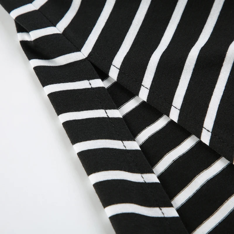 Strip Long Skirt Straight Bottom Slit Skirt