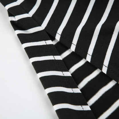 Strip Long Skirt with Chic Slit Design