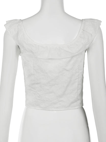 White Ruffles Camisole Tank Top
