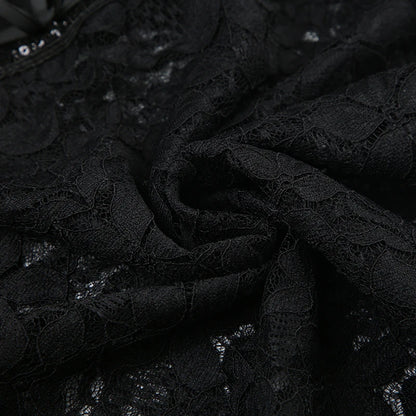 See-through Black Lace Camisole with Spaghetti Straps