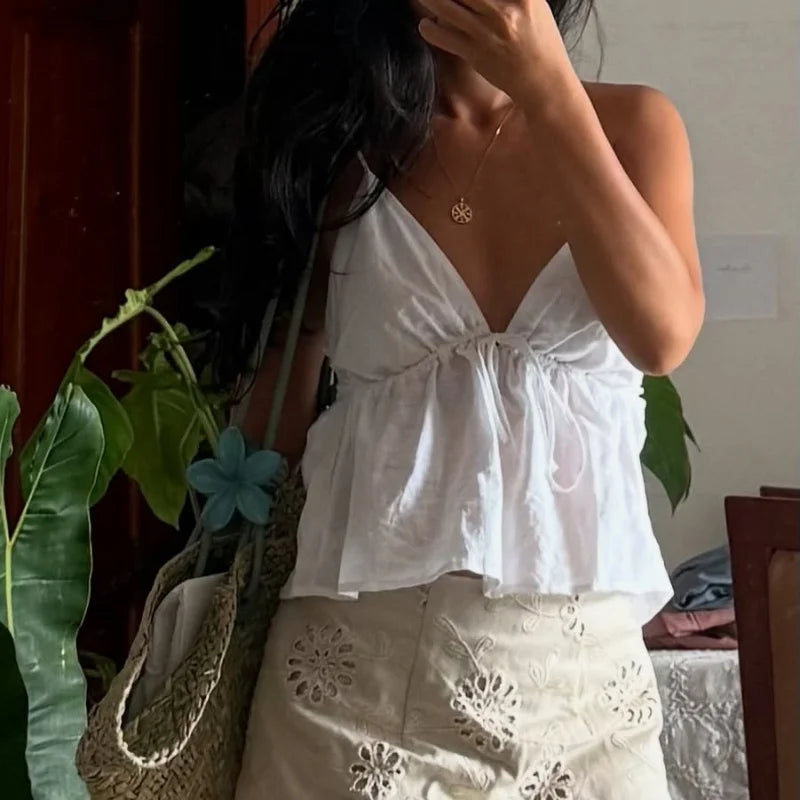 Off Shoulder V-Neck Backless Top