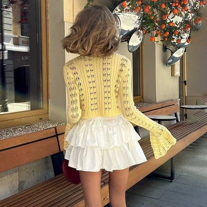 Knitted Long Sleeve V-Neck Sweater Cardigan