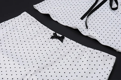 White Polka Dot Top and Long Skirt Two Piece Set
