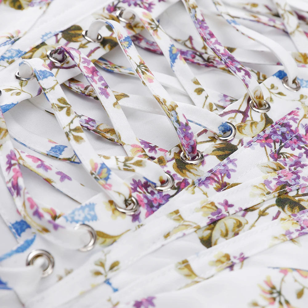 White Floral Corset Top