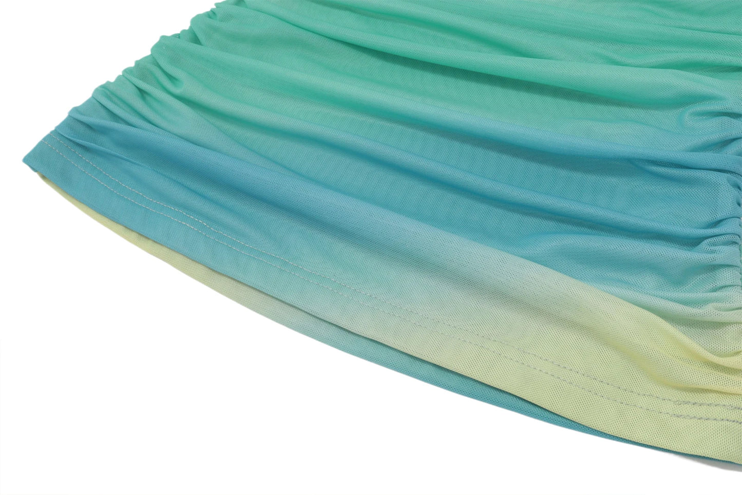 Blue Tie Dye Off Shoulder Slim Ruffle Top