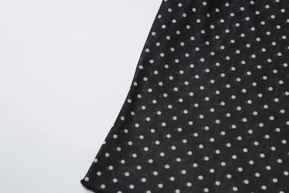 Black Polka Dot Mesh Sheer Top and Long Skirt Two Piece Set
